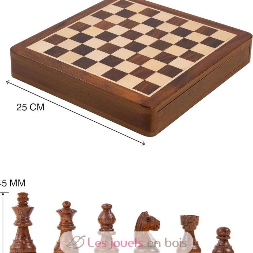 Echiquier magnétique à tiroir 25 cm Roi 45 mm - Bois - Wilson Jeux