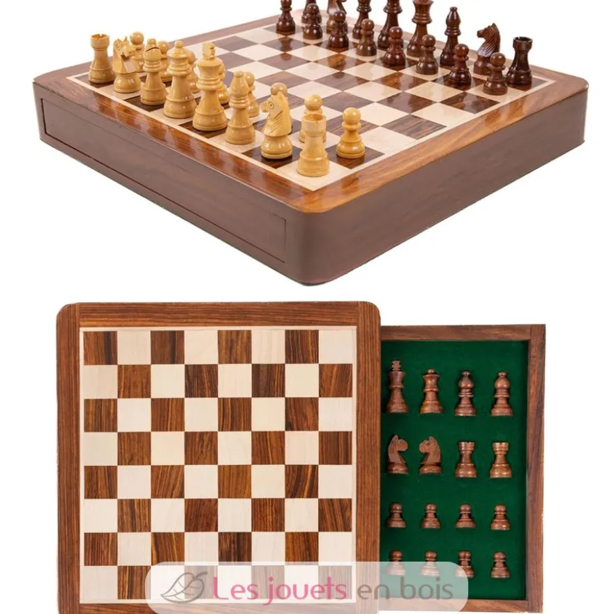 Echiquier magnétique à tiroir 25 cm Roi 45 mm - Bois - Wilson Jeux