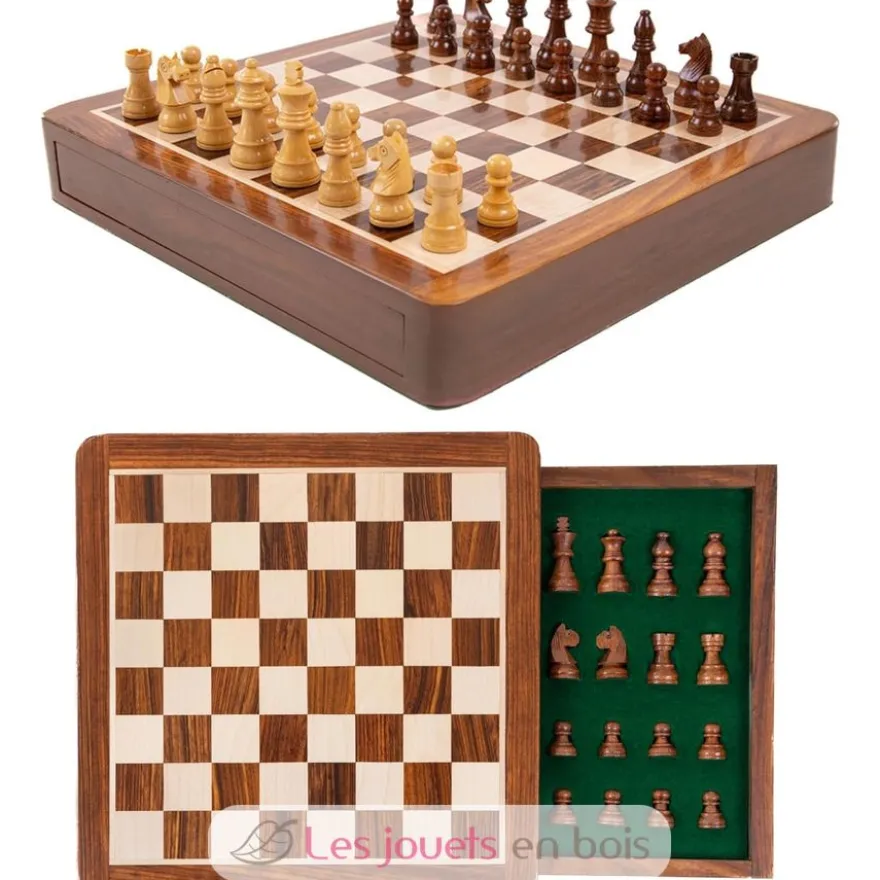 Echiquier magnétique à tiroir 30 cm Roi 57 mm - Bois - Wilson Jeux