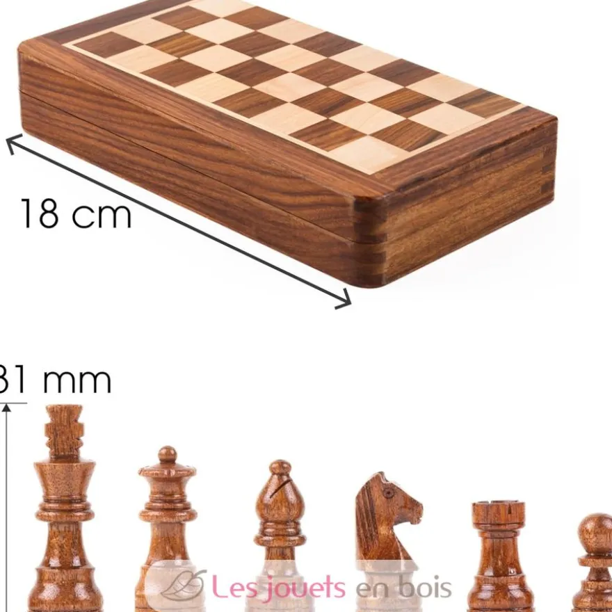 Echiquier pliant magnétique 18 cm Roi 31 mm - Bois - Wilson Jeux