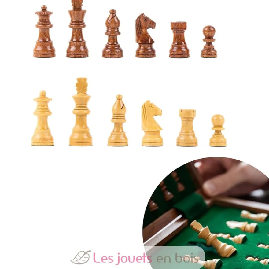 Echiquier pliant magnétique 18 cm Roi 31 mm - Bois - Wilson Jeux
