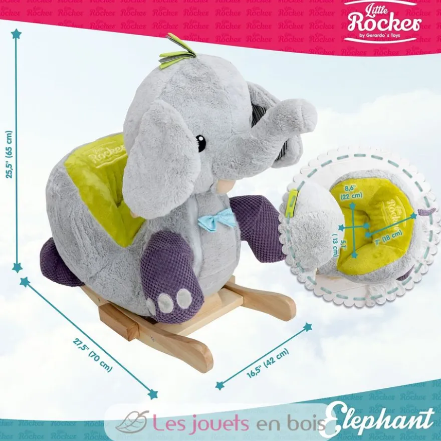 Eléphant à bascule gris - Gerardo's Toys