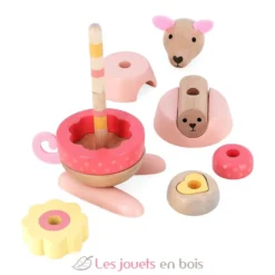 Empilable surprise Kangourou en bois rose - Vilac