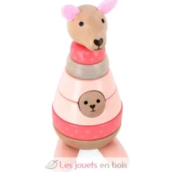 Empilable surprise Kangourou en bois rose - Vilac
