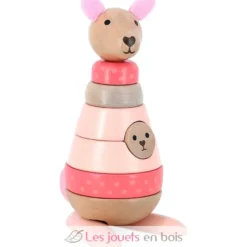 Empilable surprise Kangourou en bois rose - Vilac