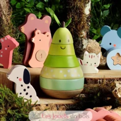 Empilable surprise Poire en bois verte - Vilac