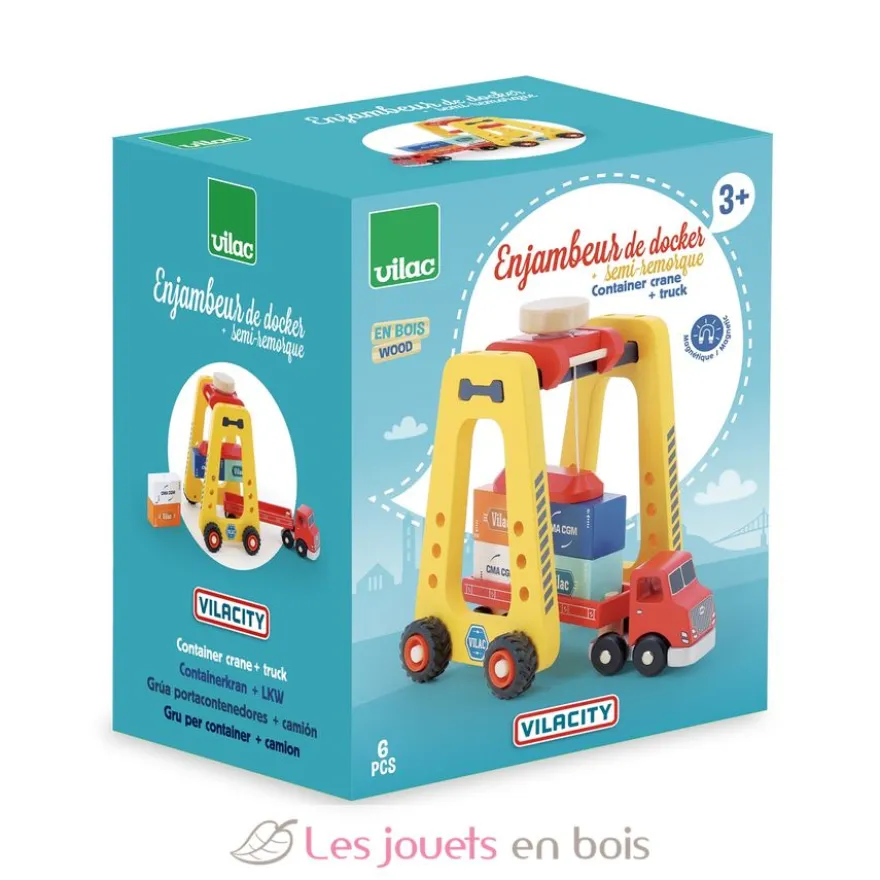 Enjambeur de docker et semi remorque en bois - Vilac
