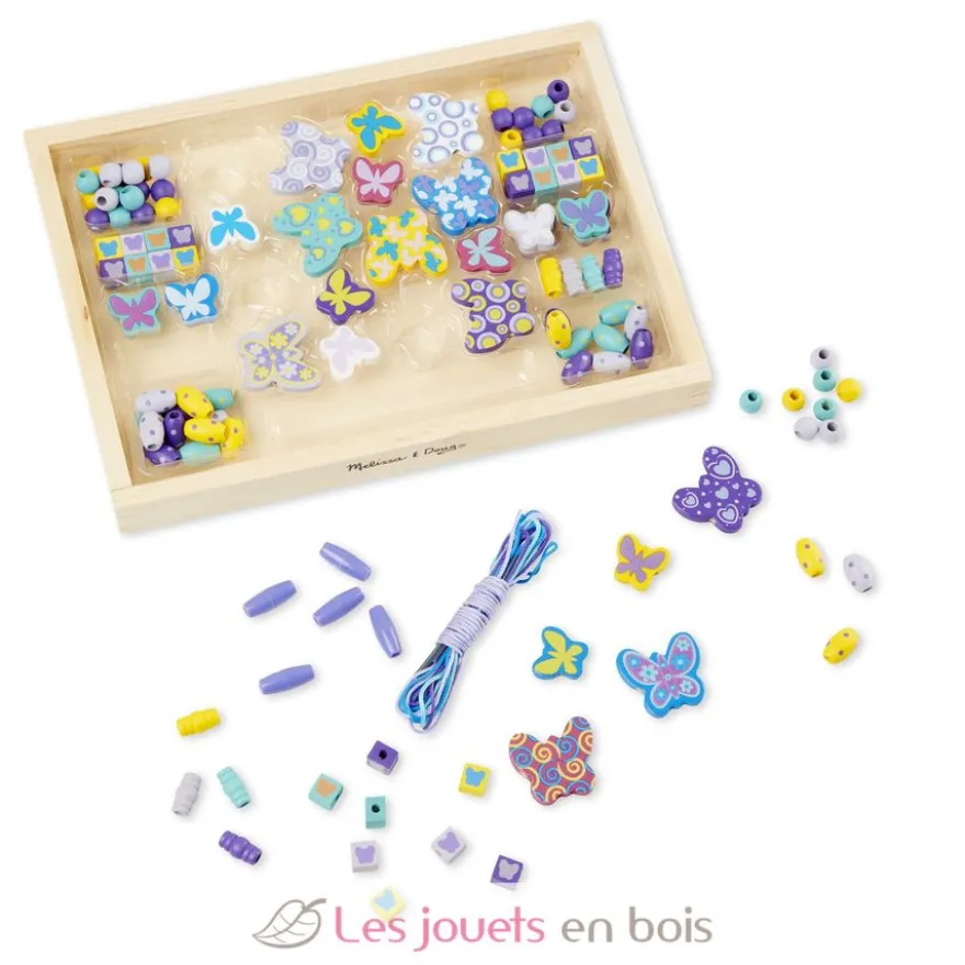 Ensemble de perles en bois Papillons - Melissa & Doug