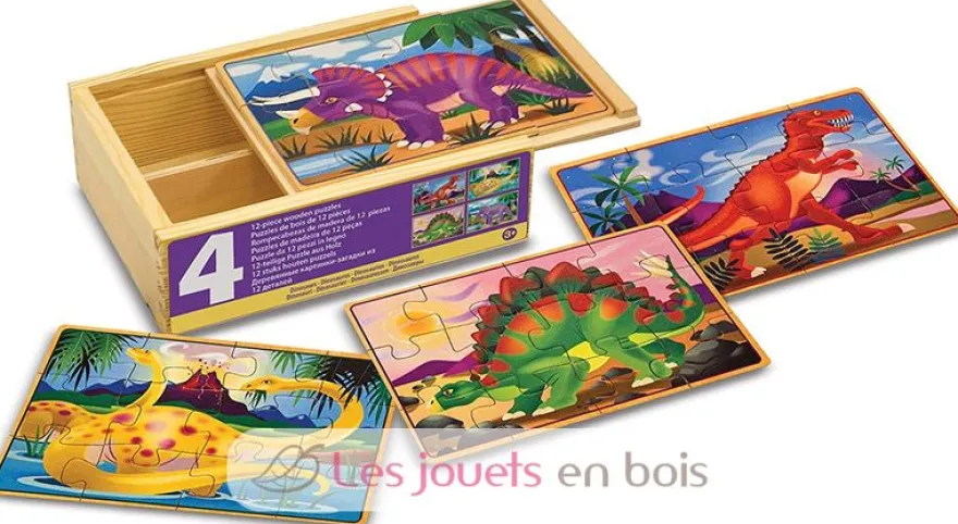 Ensemble puzzles dinosaures 12 pièces - Melissa & Doug