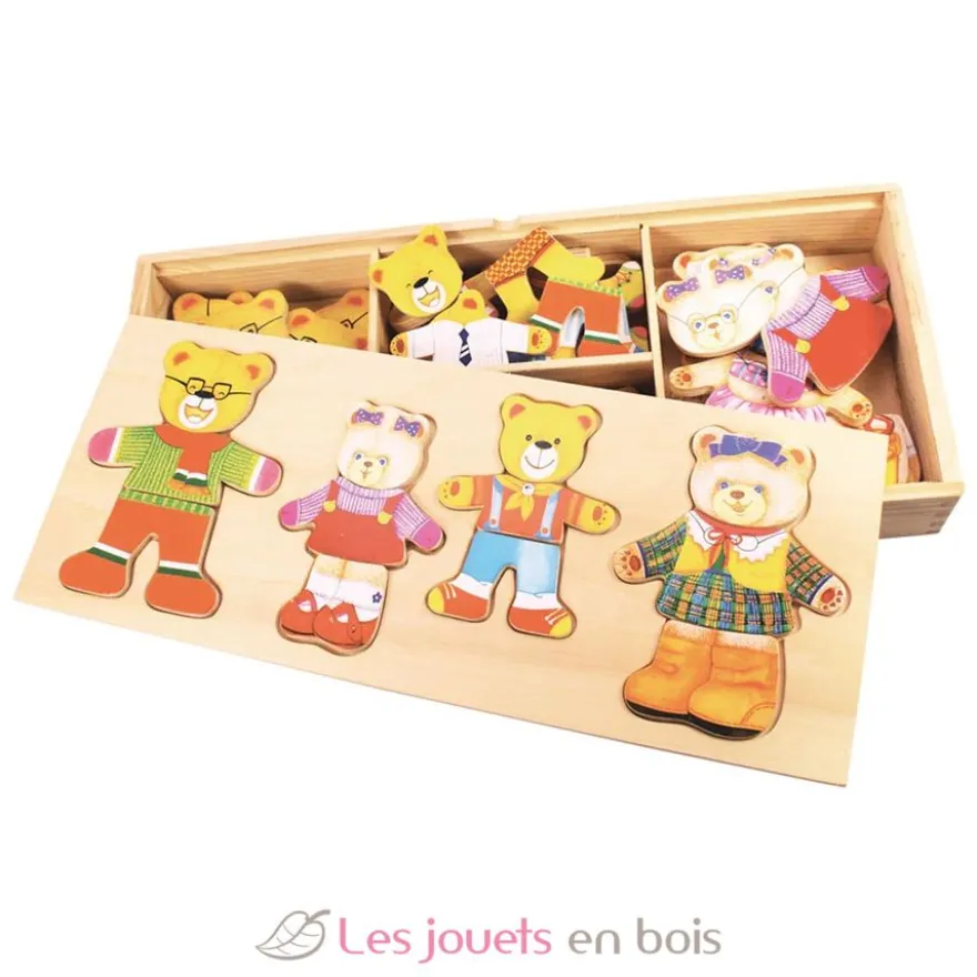 Famille ours à habiller en bois - Bigjigs Toys
