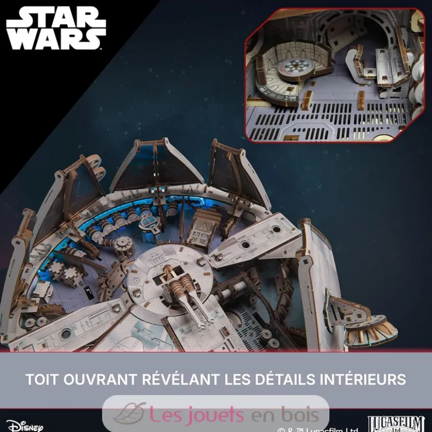 Faucon Millenium Star Wars - Puzzle 3D mécanique en bois - Ugears