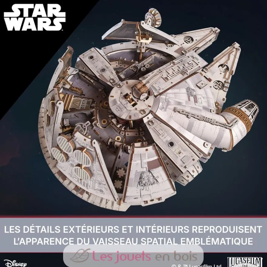 Faucon Millenium Star Wars - Puzzle 3D mécanique en bois - Ugears