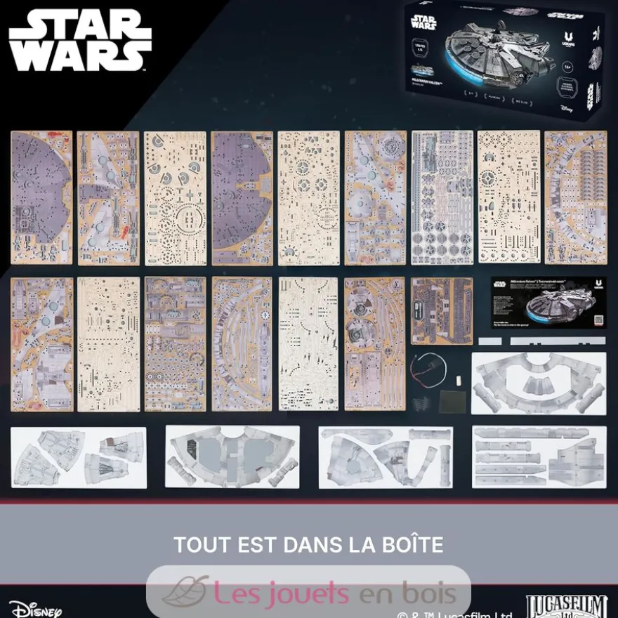 Faucon Millenium Star Wars - Puzzle 3D mécanique en bois - Ugears