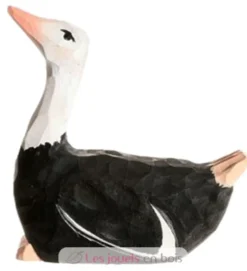Figurine Autruche en bois noire et blanche - Wudimals