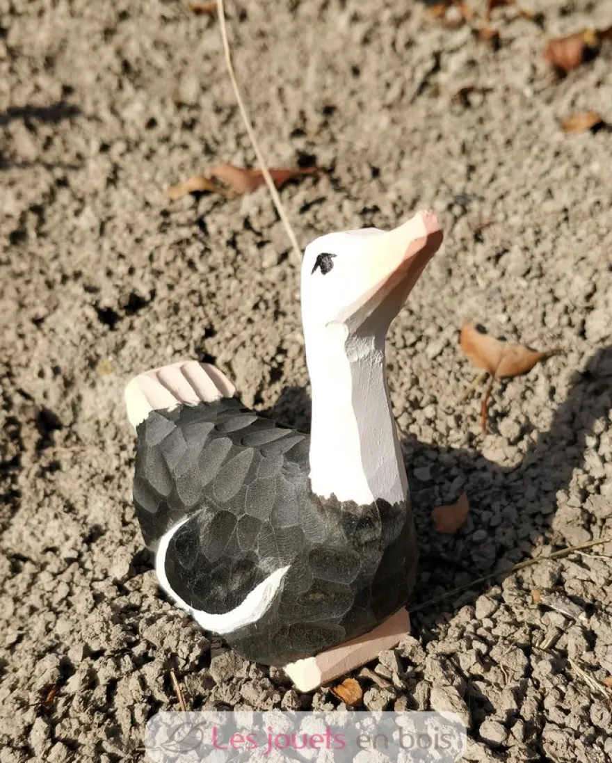 Figurine Autruche en bois noire et blanche - Wudimals