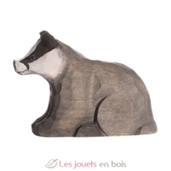 Figurine blaireau en bois noir et blanc - Wudimals