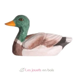 Figurine canard colvert en bois marron et vert - Wudimals