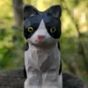 Figurine chat en bois noir et blanc - Wudimals