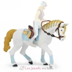 Figurine Cheval de la cavalière adulte fashion bleue - Papo