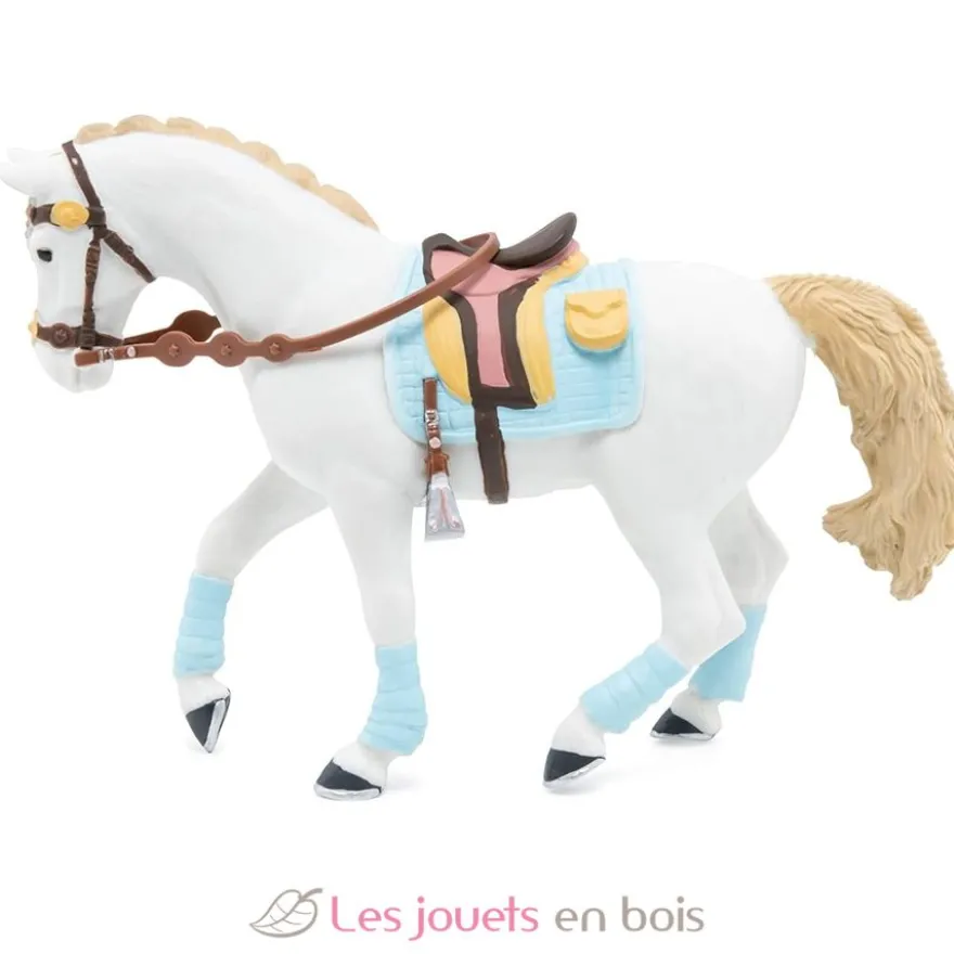 Figurine Cheval de la cavalière adulte fashion bleue - Papo