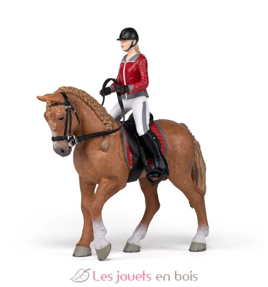 Figurine Cheval de promenade et sa cavalière - Papo