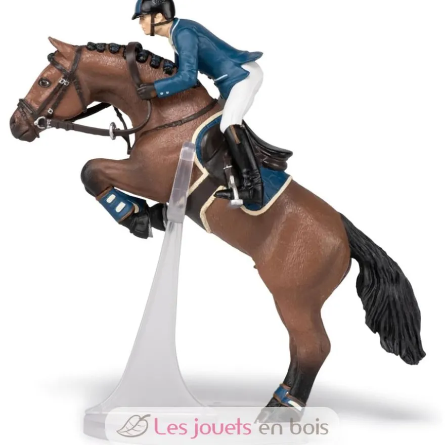 Figurine Cheval de saut d'obstacle et son cavalier - Papo