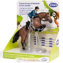 Figurine Cheval de saut d'obstacle et son cavalier - Papo