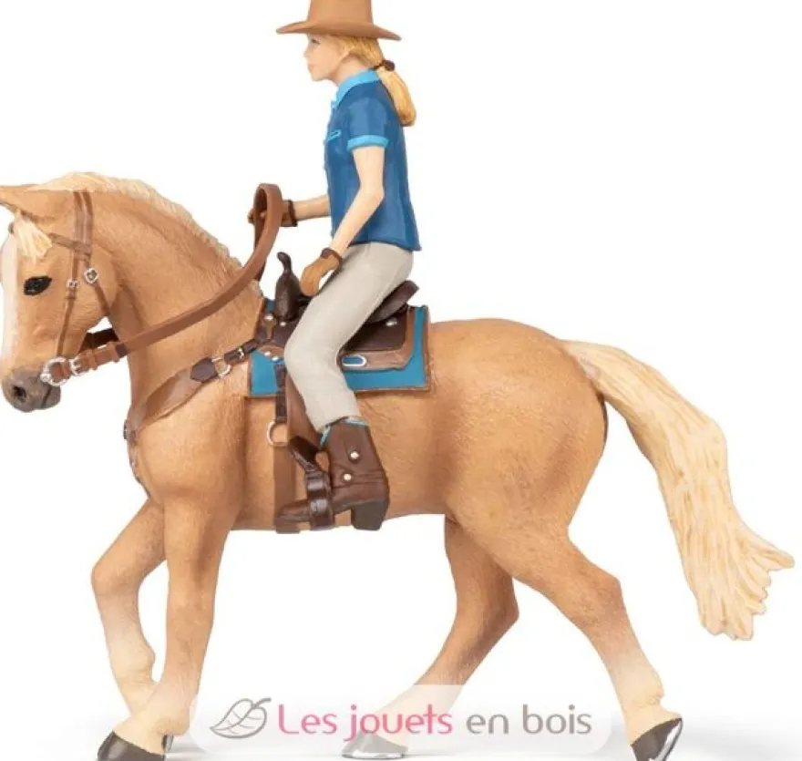 Figurine Cheval western et sa cavalière - Papo