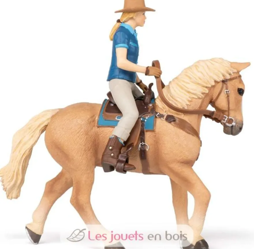 Figurine Cheval western et sa cavalière - Papo