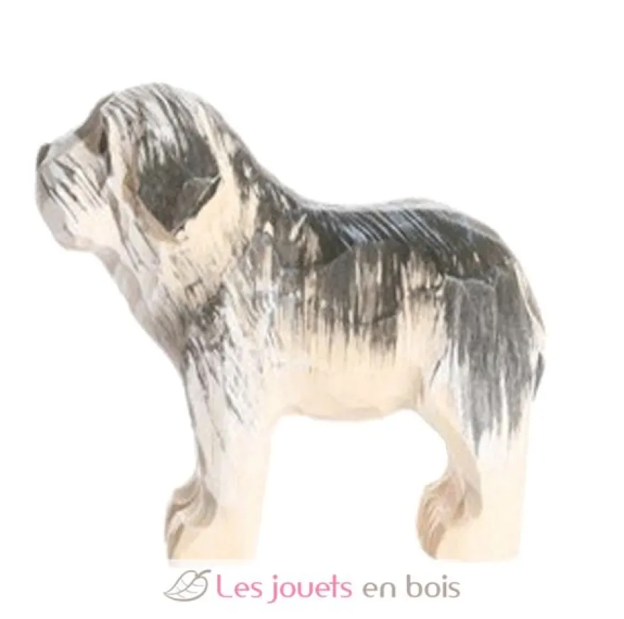 Figurine chien en bois noir et blanc - Wudimals