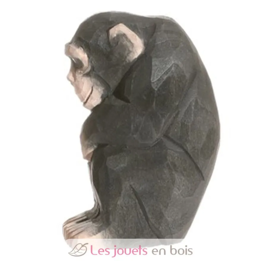 Figurine Chimpanzé en bois gris noir - Wudimals