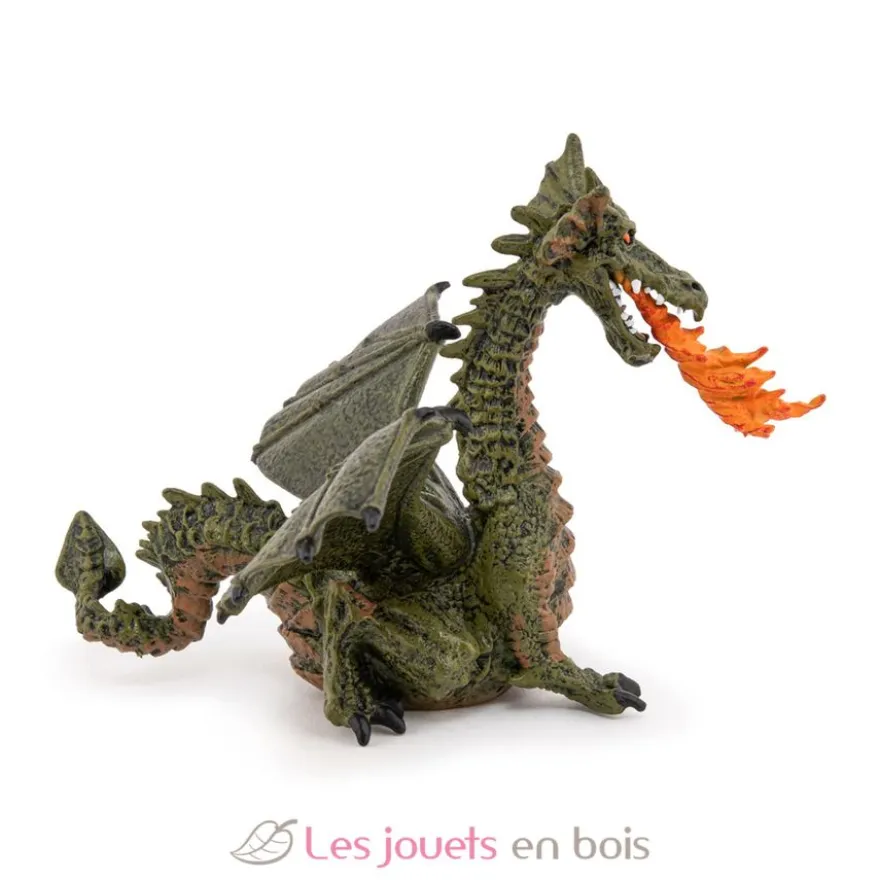 Figurine Dragon ailé vert avec flamme - Papo