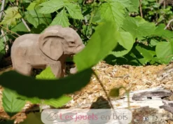 Figurine Eléphanteau en bois, marron gris - Wudimals