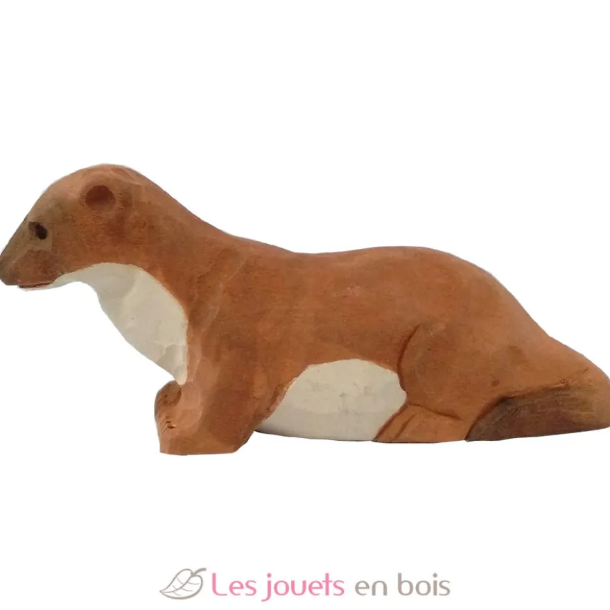 Figurine hermine en bois marron - Wudimals