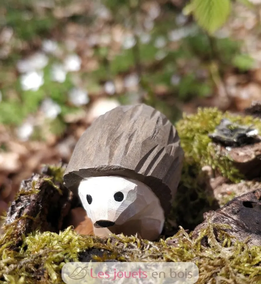 Figurine hérisson en bois marron - Wudimals