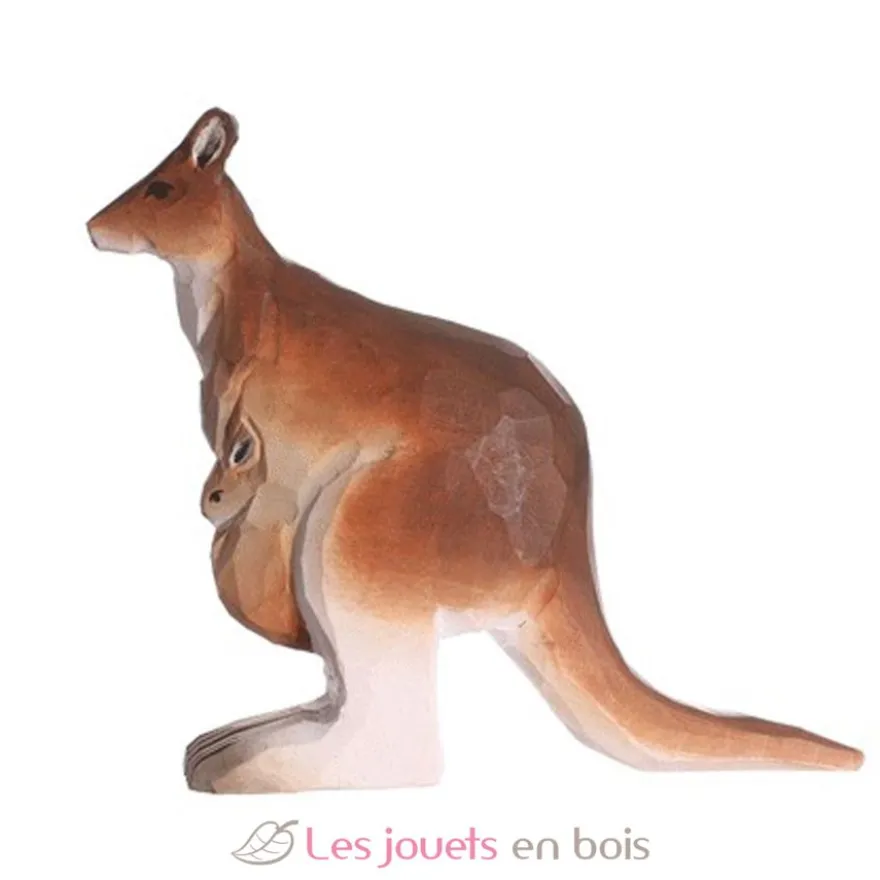 Figurine Kangourou en bois, noir - Wudimals
