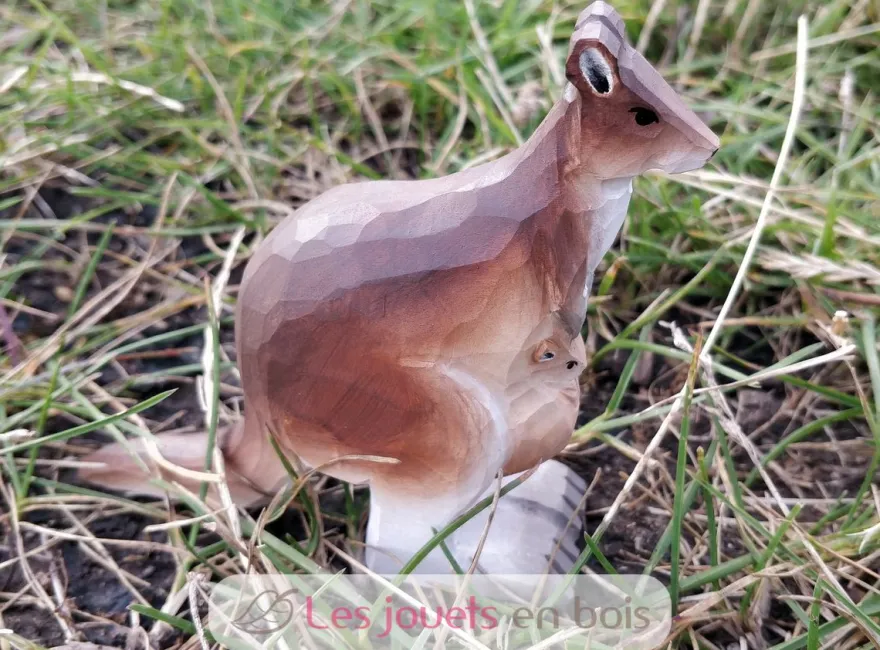 Figurine Kangourou en bois, noir - Wudimals
