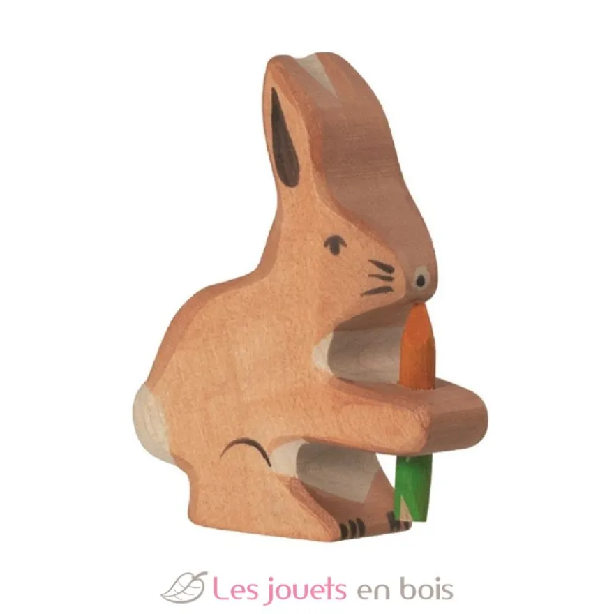 Figurine Lapin avec carotte - Holztiger