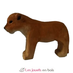 Figurine Lionceau en bois, beige marron - Wudimals