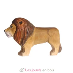 Figurine Lion en bois, beige marron - Wudimals