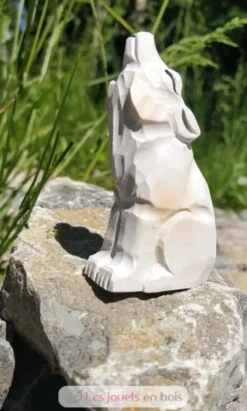 Figurine loup arctique en bois, blanc gris - Wudimals