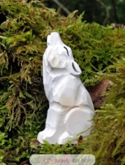 Figurine loup arctique en bois, blanc gris - Wudimals