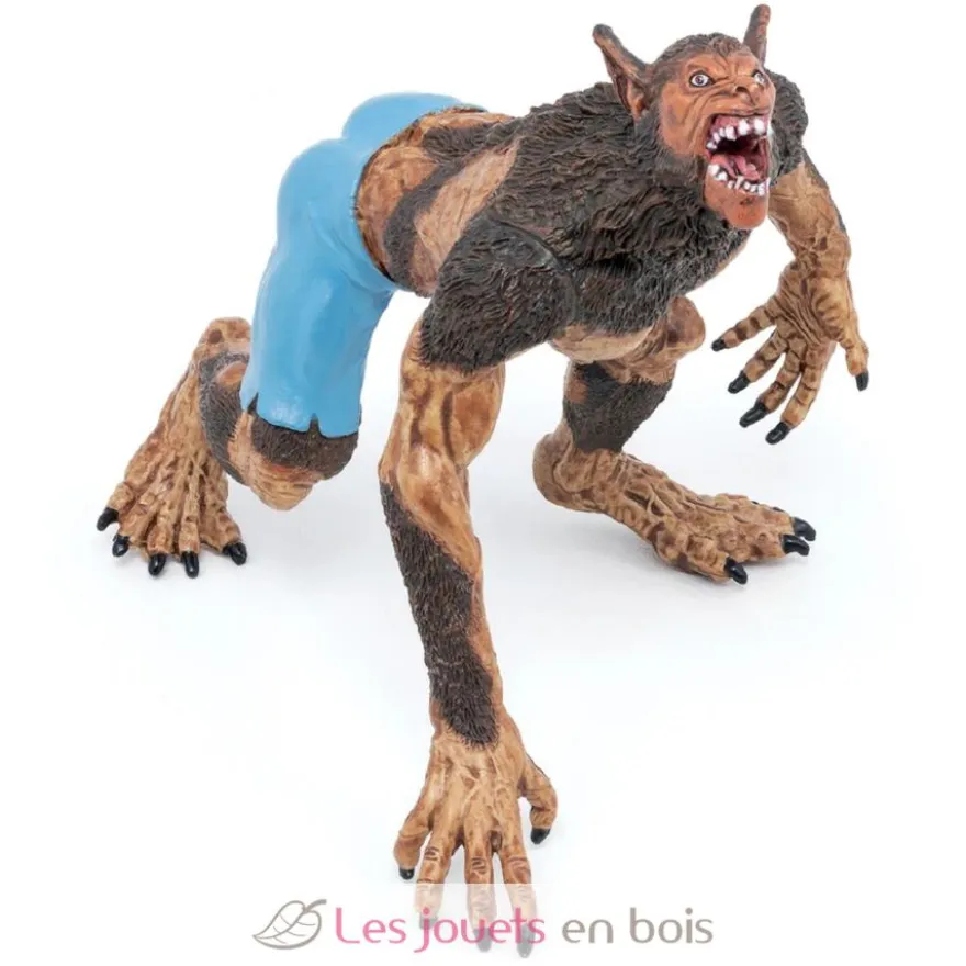 Figurine Loup garou marron et bleu Papo