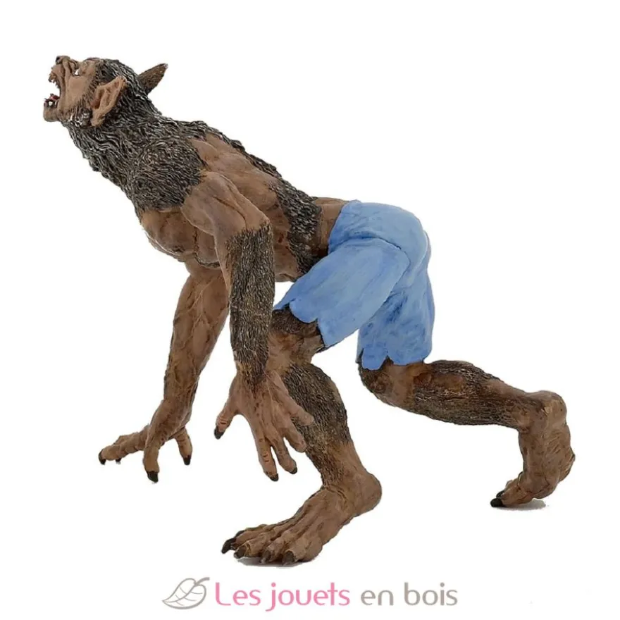 Figurine Loup garou marron et bleu Papo