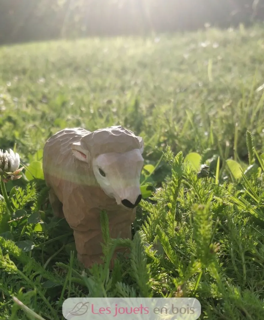 Figurine Mouton en bois beige - Wudimals