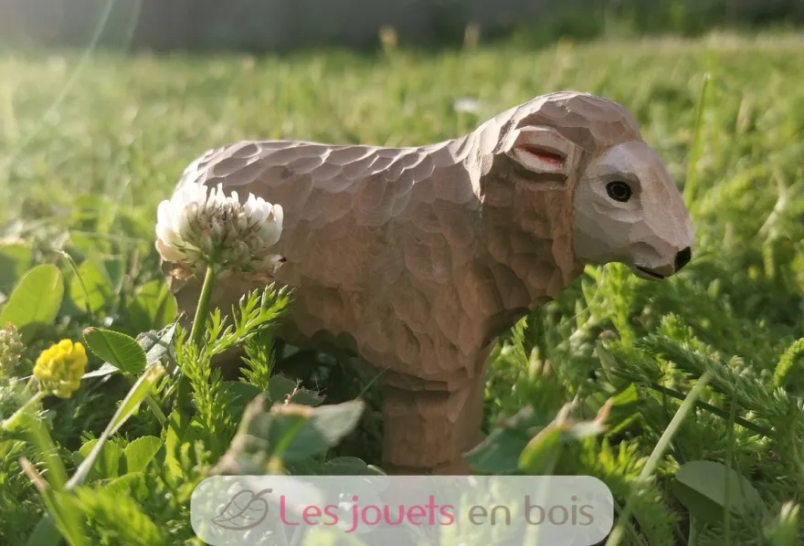 Figurine Mouton en bois beige - Wudimals