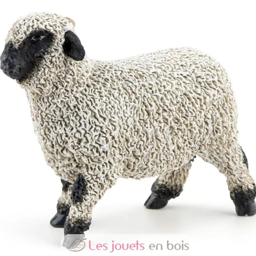 Figurine Mouton nez noir du Valais noir et blanc - Papo