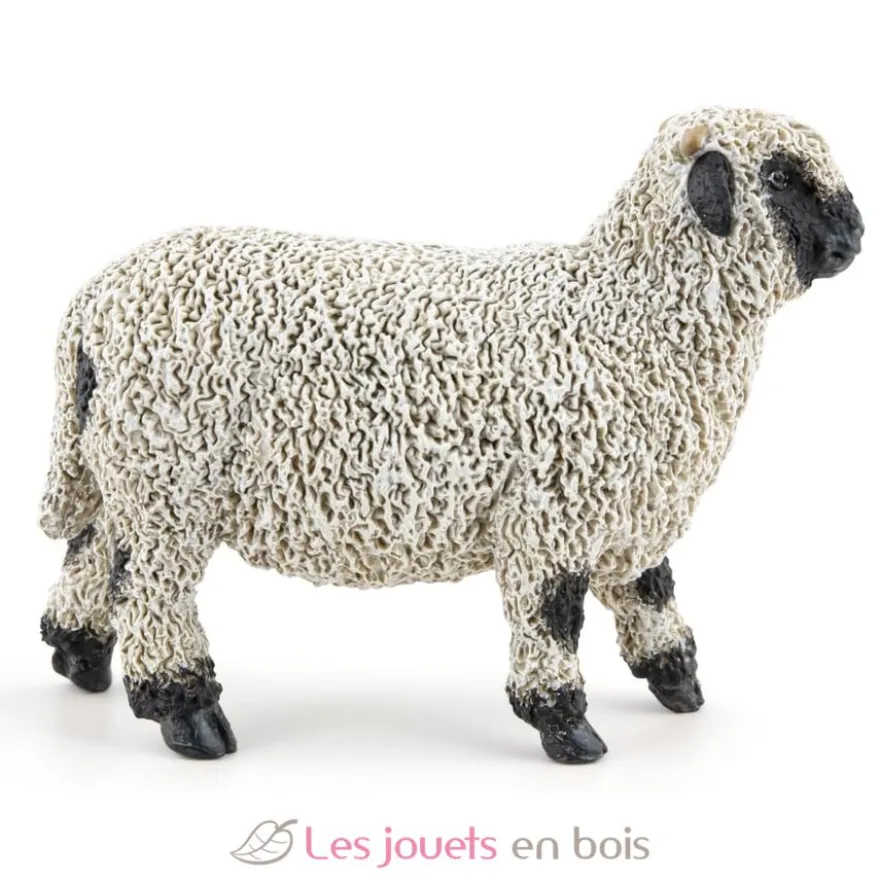 Figurine Mouton nez noir du Valais noir et blanc - Papo