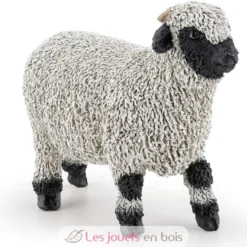 Figurine Mouton nez noir du Valais noir et blanc - Papo