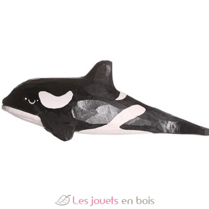 Figurine Orque en bois noir et blanc - Wudimals